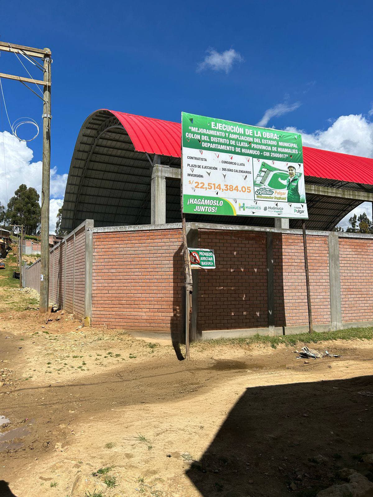 Constatan obra inconclusa en Estadio Colón de Llata sin presencia de empresa contratista