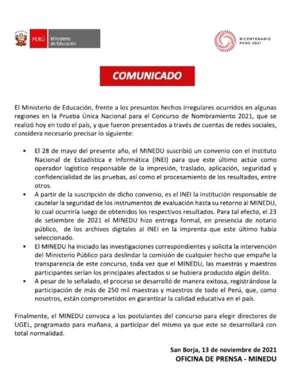 Pasco: Denuncian presunto fraude en evaluación docente