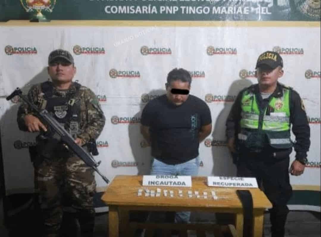 Detienen a joven con celular robado y 22 ketes de presunta PBC en Tingo María