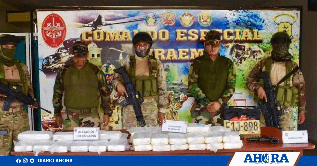 Incautan 41 kilos de cocaína tras enfrentamiento en el VRAEM