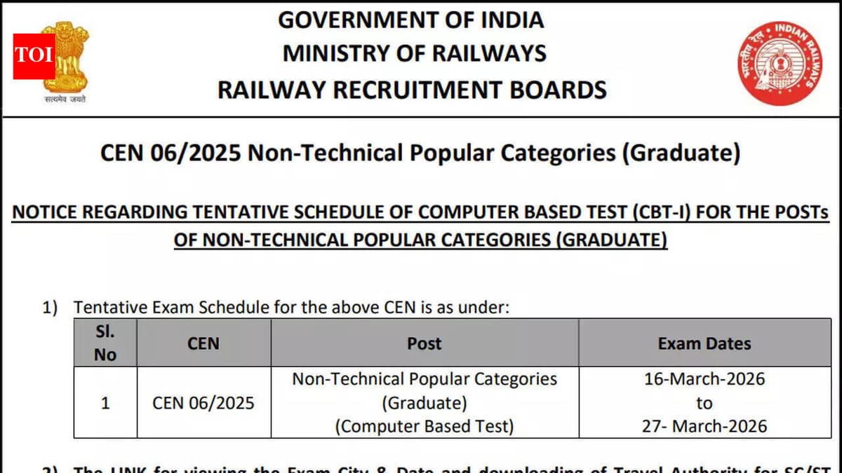 RRB NTPC: Ya fue anunciada la fecha oficial del examen