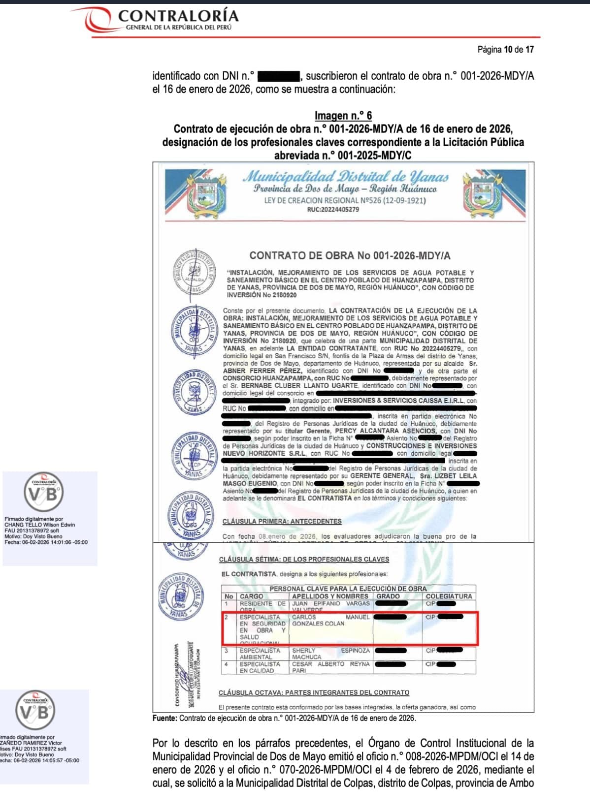 Dos de Mayo: Proyecto de S/ 7.5 millones en Yanas a punto de caerse por presunta documentación falsa