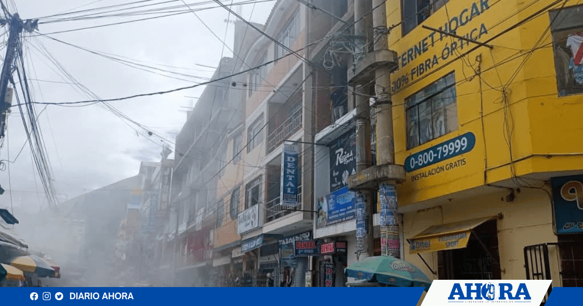 Poste de alta tensión ocasionó amago de incendio en el centro de Huánuco