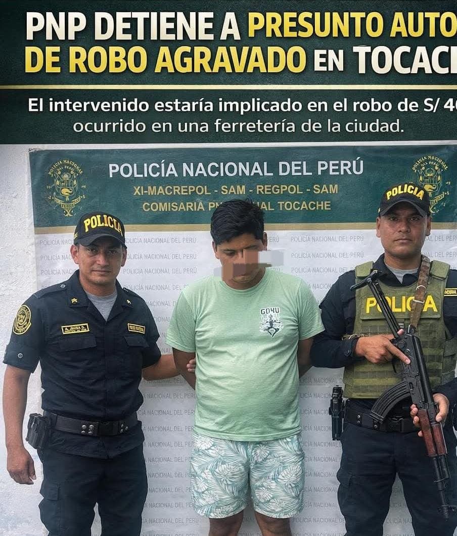 Le arrebatan S/ 40 mil en ferretería de Tocache y PNP detiene a un presunto implicado