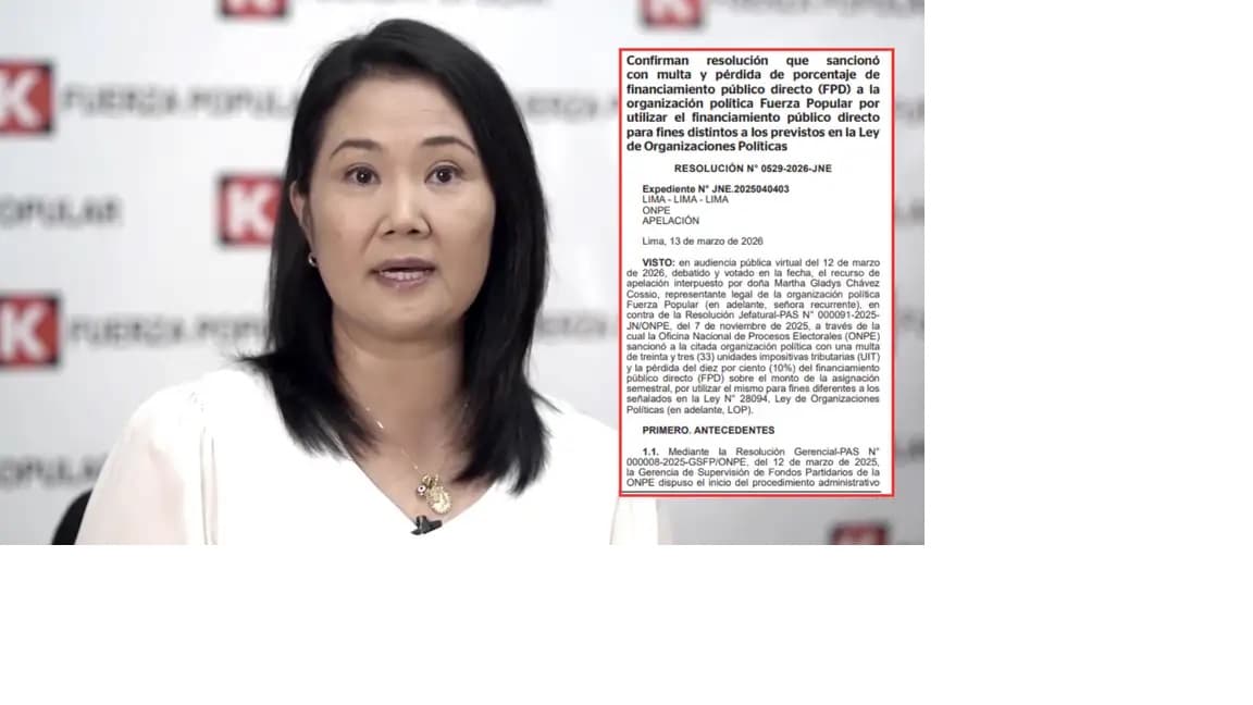 JNE confirma sanción a Fuerza Popular por uso indebido de fondos públicos: Multa supera los S/163 mil