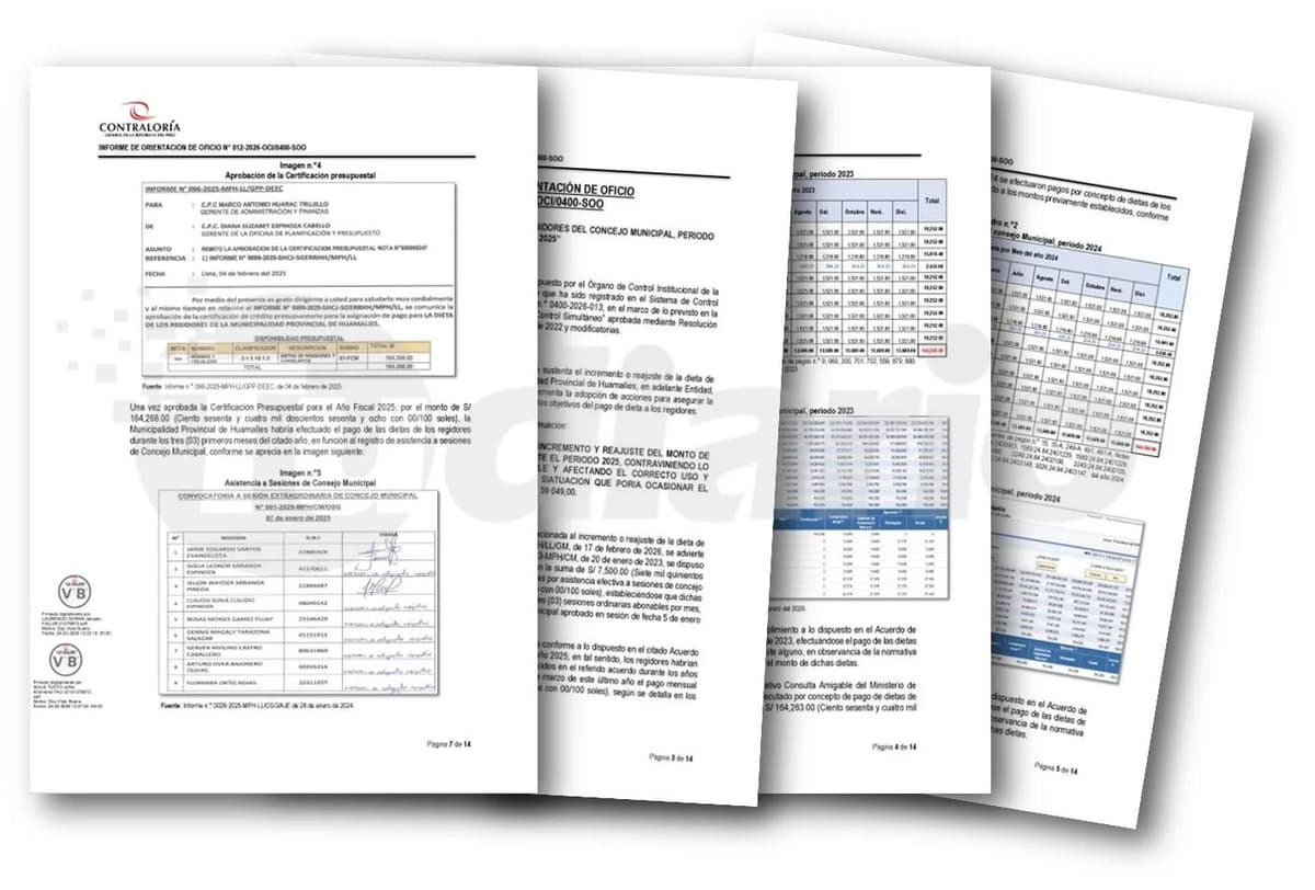Contraloría detecta perjuicio de S/ 59049 por aumento de dietas en Huamalíes