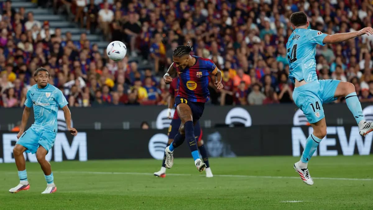 Barça vence 2-0 al Athletic con goles de Raphinha y Fermín