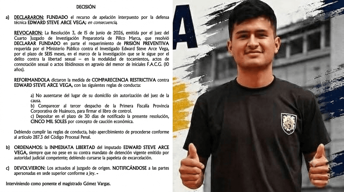 Sala ordena libertad inmediata de Edward Arce luego de que fiscal superior dejara de sostener la prisión preventiva