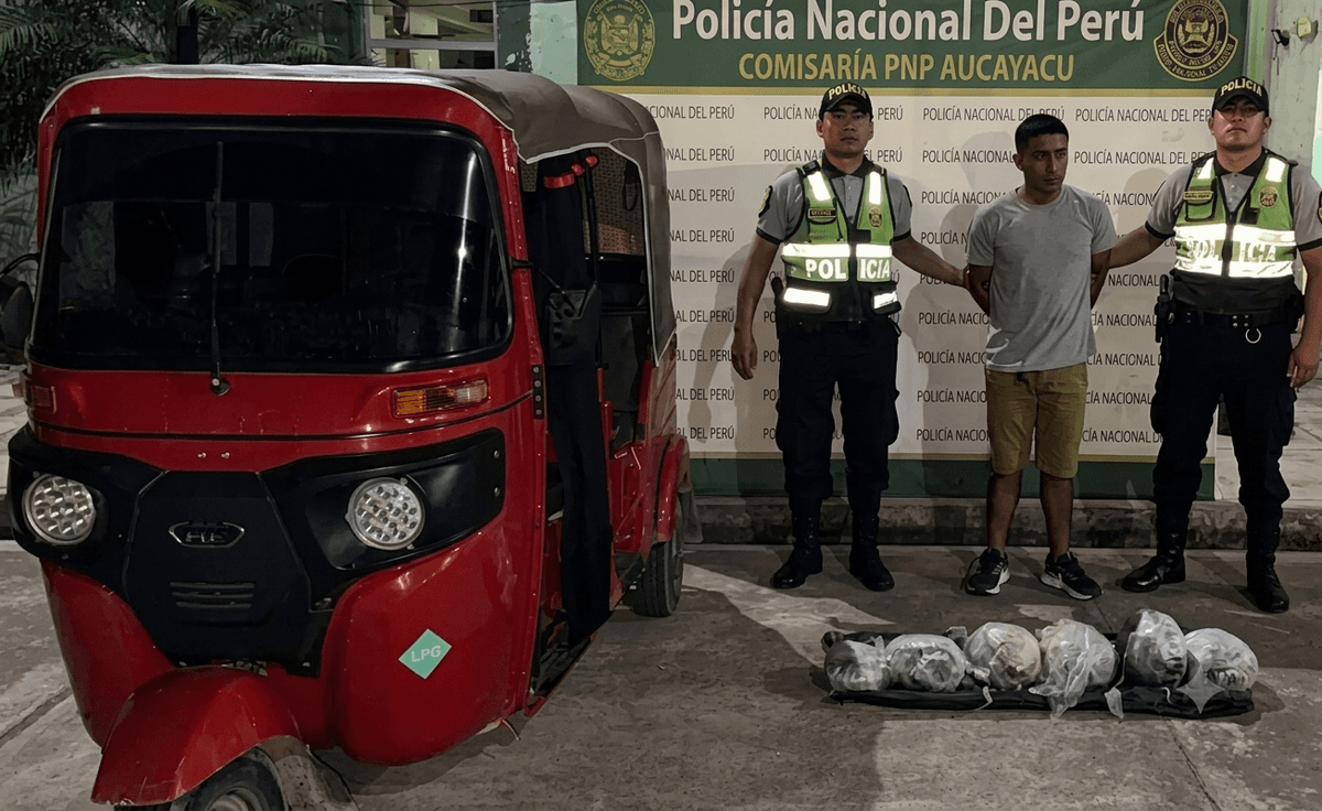 El nerviosismo lo delató: mototaxista cayó con seis paquetes de marihuana bajo el asiento