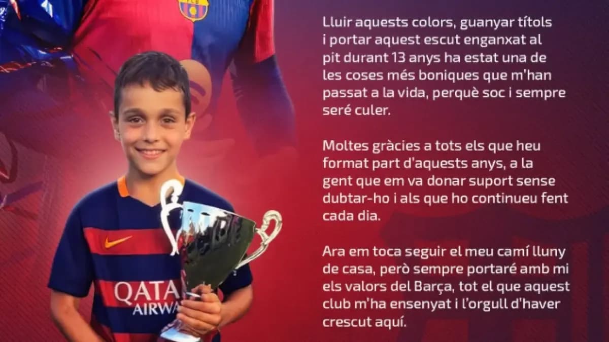 Héctor Fort se despide del Barça con emotiva carta: "Nací a pocos metros del Camp Nou"