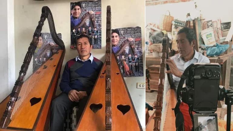 Huanuqueño Daniel Salas es uno de los mejores fabricantes de arpas del Perú