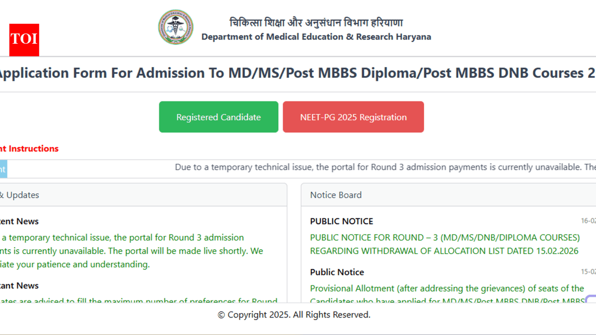 Haryana: Consulta resultados asignación asientos NEET PG 2025 tercera ronda