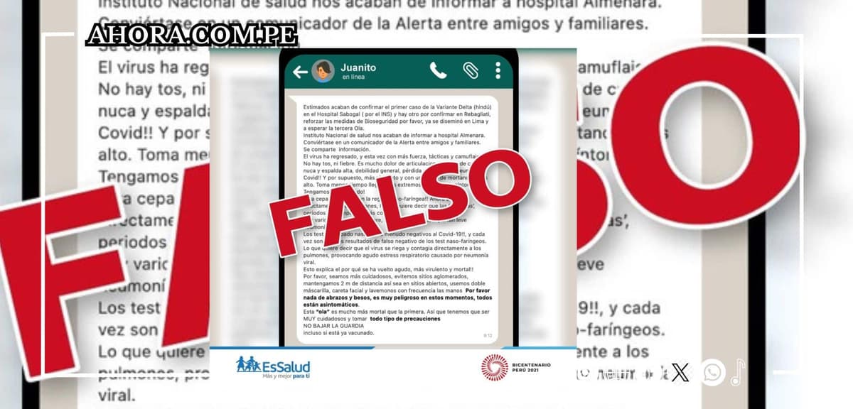 Minsa desmiente rumor de variante Delta en Hospital Sabogal