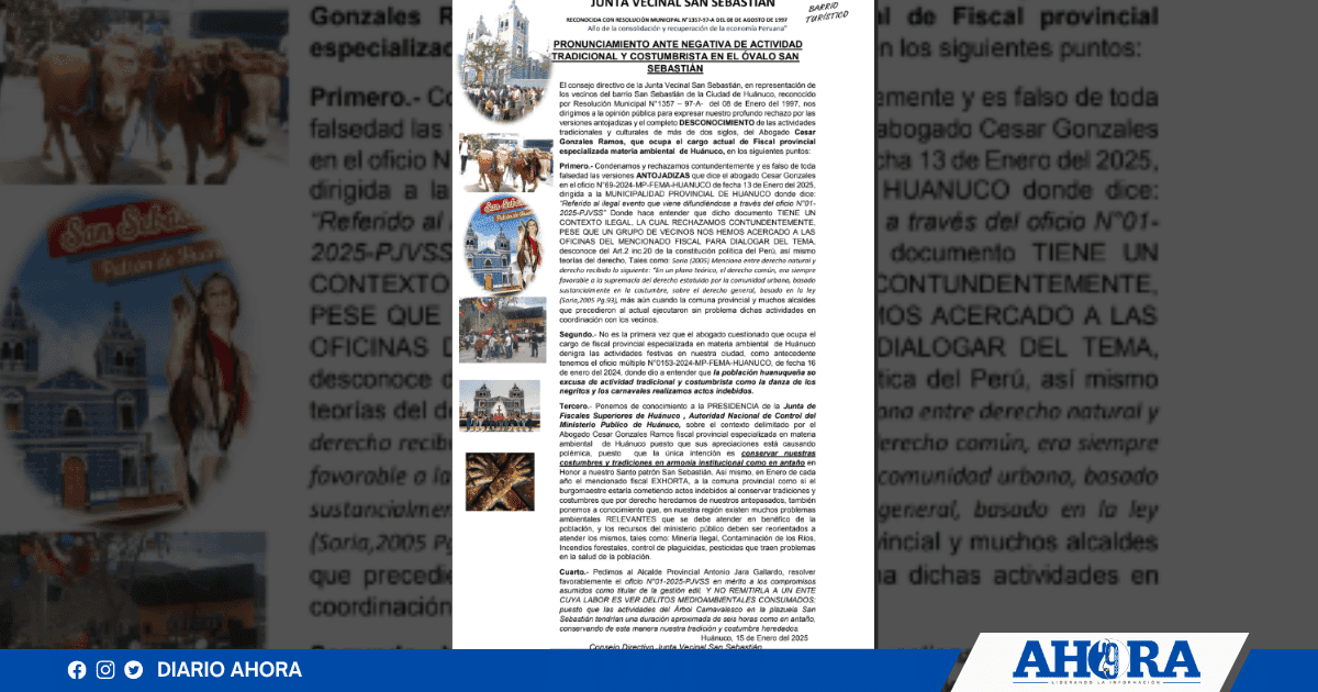 Junta Vecinal San Sebastián Denuncia Intromisión en Tradiciones Locales