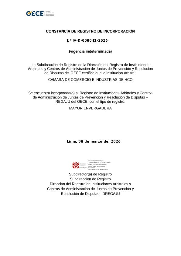 Certificación del centro de arbitraje fortalece oferta institucional de la Cámara de Comercio