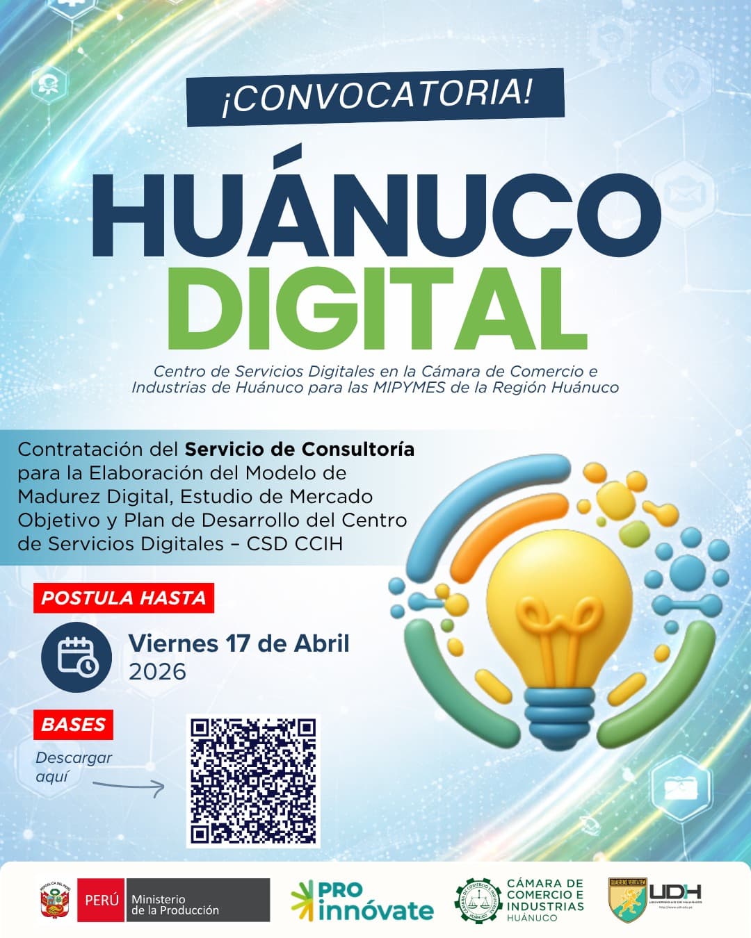 Huánuco Digital abre convocatoria para consultoría que diseñará centro de servicios empresariales