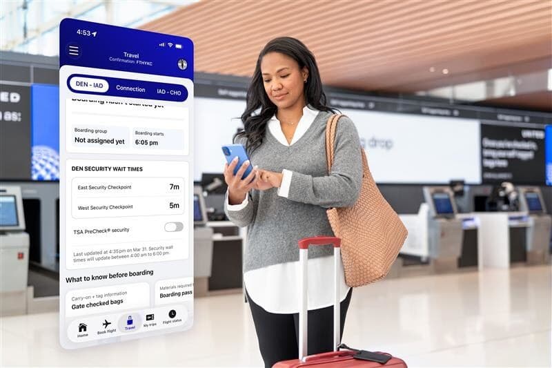 La app de United ya muestra esperas en seguridad de aeropuertos selectos