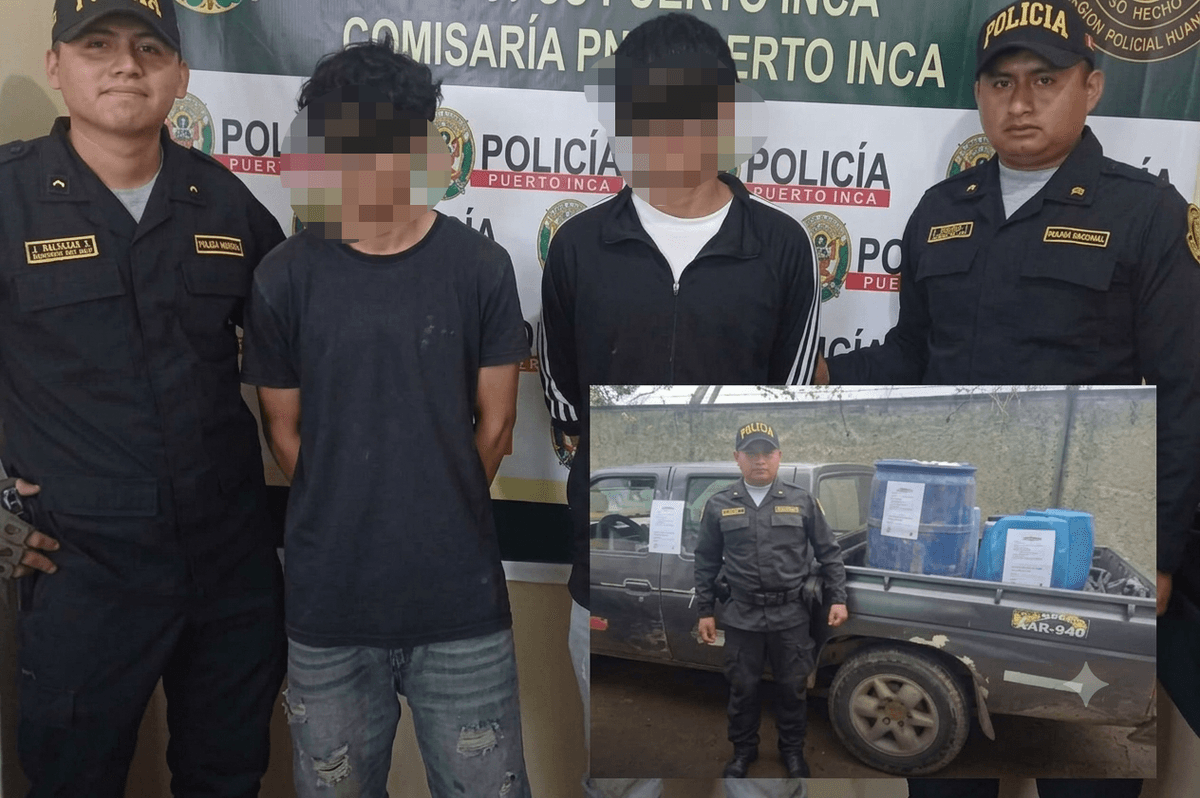 Camioneta con 119 galones de diésel cae en operativo policial en Puerto Inca