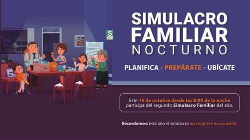 Simulacro Familiar Multipeligro sin salir de casa se realizará este 13 de octubre