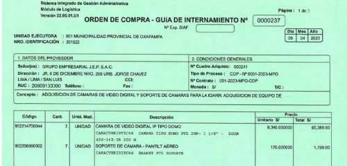 Alcalde de Oxapampa habría adquirido cámaras de videovigilancia a precios exorbitantes