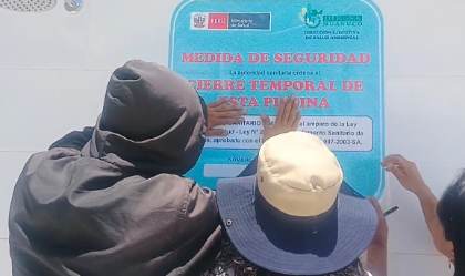 DIRESA cierra temporalmente la piscina municipal San Pedro por detectar “cero cloro” en el agua