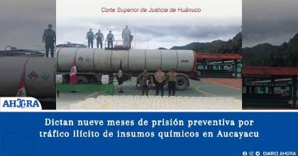 Dictan nueve meses de prisión preventiva por tráfico ilícito de insumos químicos en Aucayacu