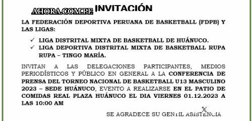 Anuncian conferencia para lanzamiento del Torneo Nacional de Basketball U13