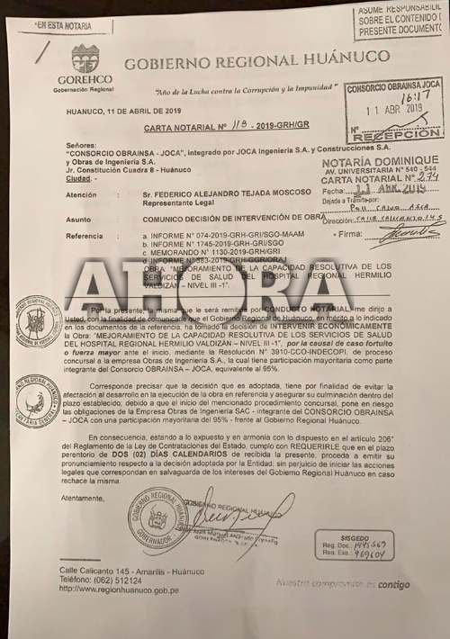Gorehco duda sobre Intervención Económica al hospital HV