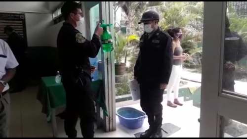 Implementan área de desinfección de coronavirus en centro policial