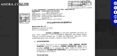 Juzgado admite querella contra activista por difamación agravada