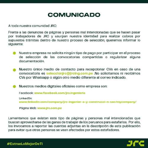 Empresa JRC denunciará a estafador