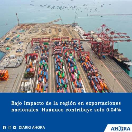 Bajo Impacto de la región en exportaciones nacionales. Huánuco contribuye solo 0.04%