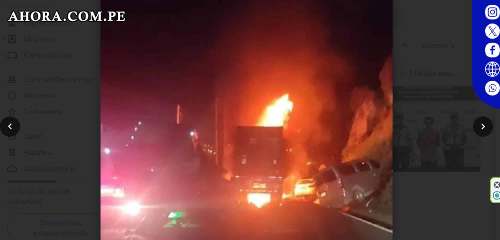 Caos y fuego en la Carretera Central: Choque múltiple e incendio paralizan el tránsito