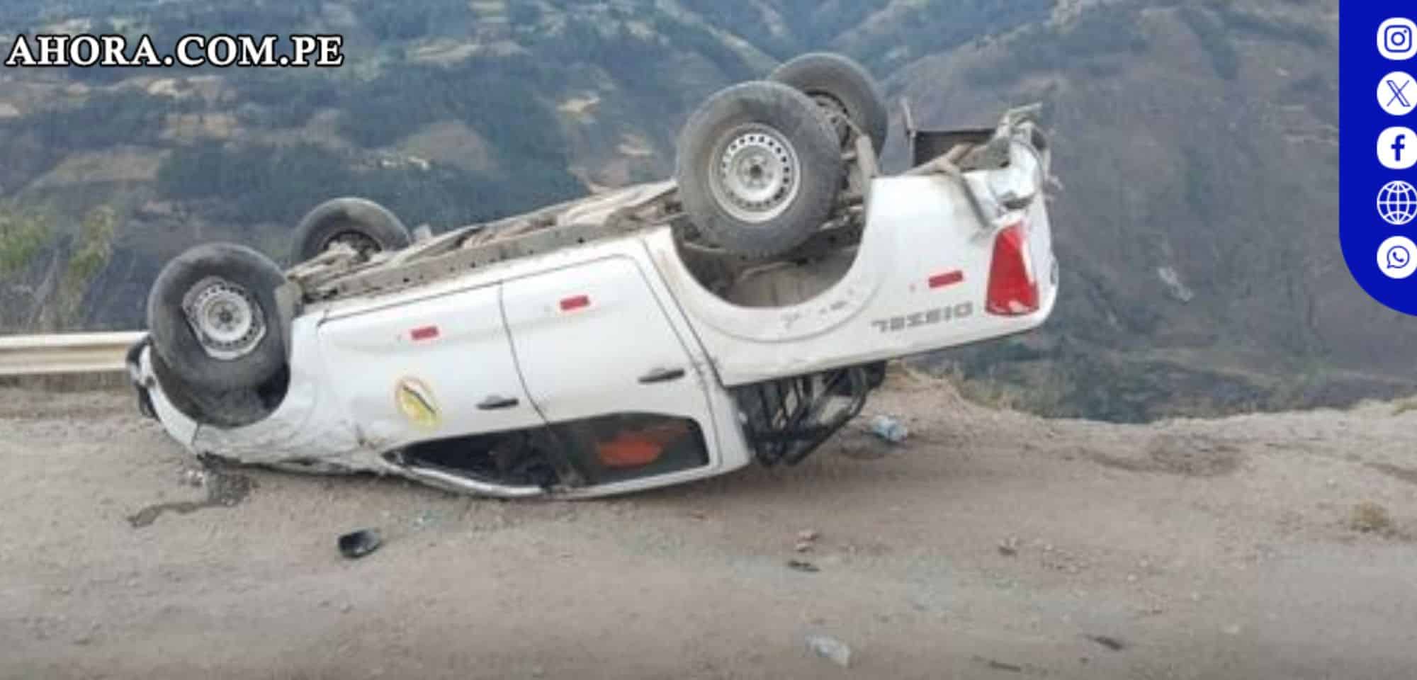 Personal de INDECI sobrevive a grave accidente en carretera de Sihuas