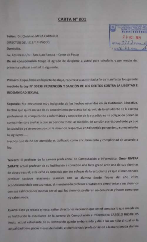 Pasco: Docente habría violado, a sus alumnas