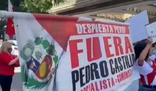 Vacancia: Peruanos protestaron contra Pedro Castillo en Nueva York