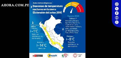 Alerta por frío intenso en huánuco este sábado