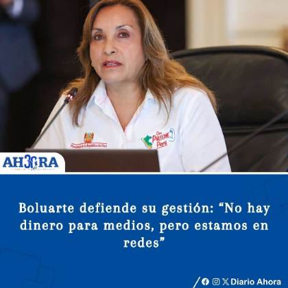 Boluarte defiende su gestión: “No hay dinero para medios, pero estamos en redes”