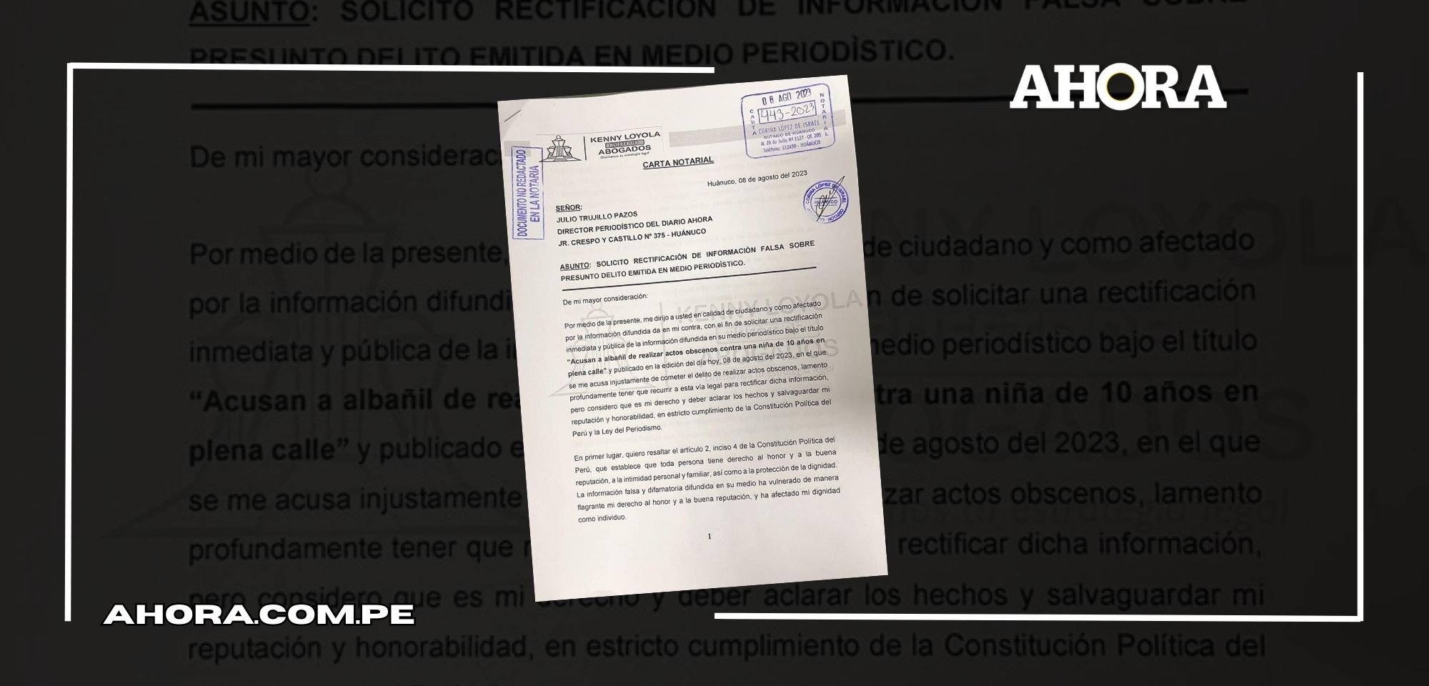 Albañil afirma ser inocente de acusación de actos obscenos
