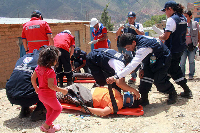 Simulacro de sismo en Huánuco