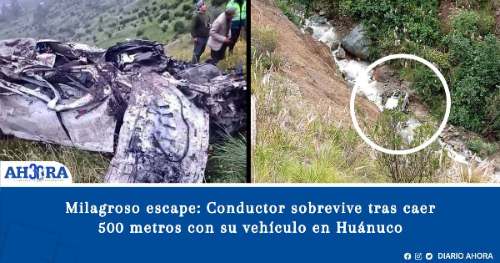 Milagroso escape: conductor sobrevive tras caer 500 metros con su vehículo en Huánuco