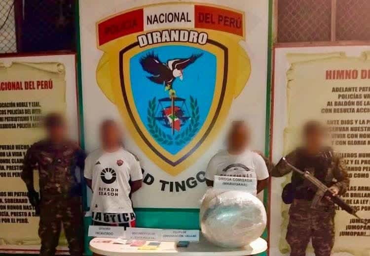 Tingo María: operativo antidrogas deja dos detenidos y decomiso de marihuana en carretera