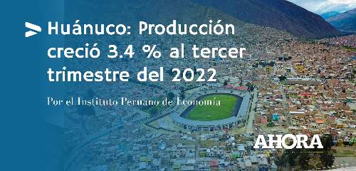 Huánuco: Producción creció 3.4 % al tercer trimestre del 2022