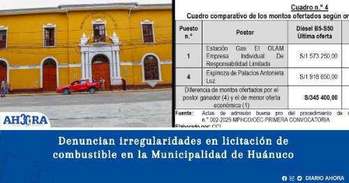 Denuncian irregularidades en licitación de combustible en la Municipalidad de Huánuco