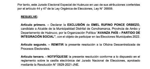 Conchamarca: Candidato Emel Ponce fue sacado de carrera a días de las votaciones