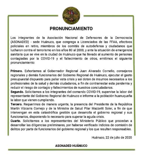 Defensores de la Democracia exhorta a Alvarado gastar presupuesto para enfrentar pandemia