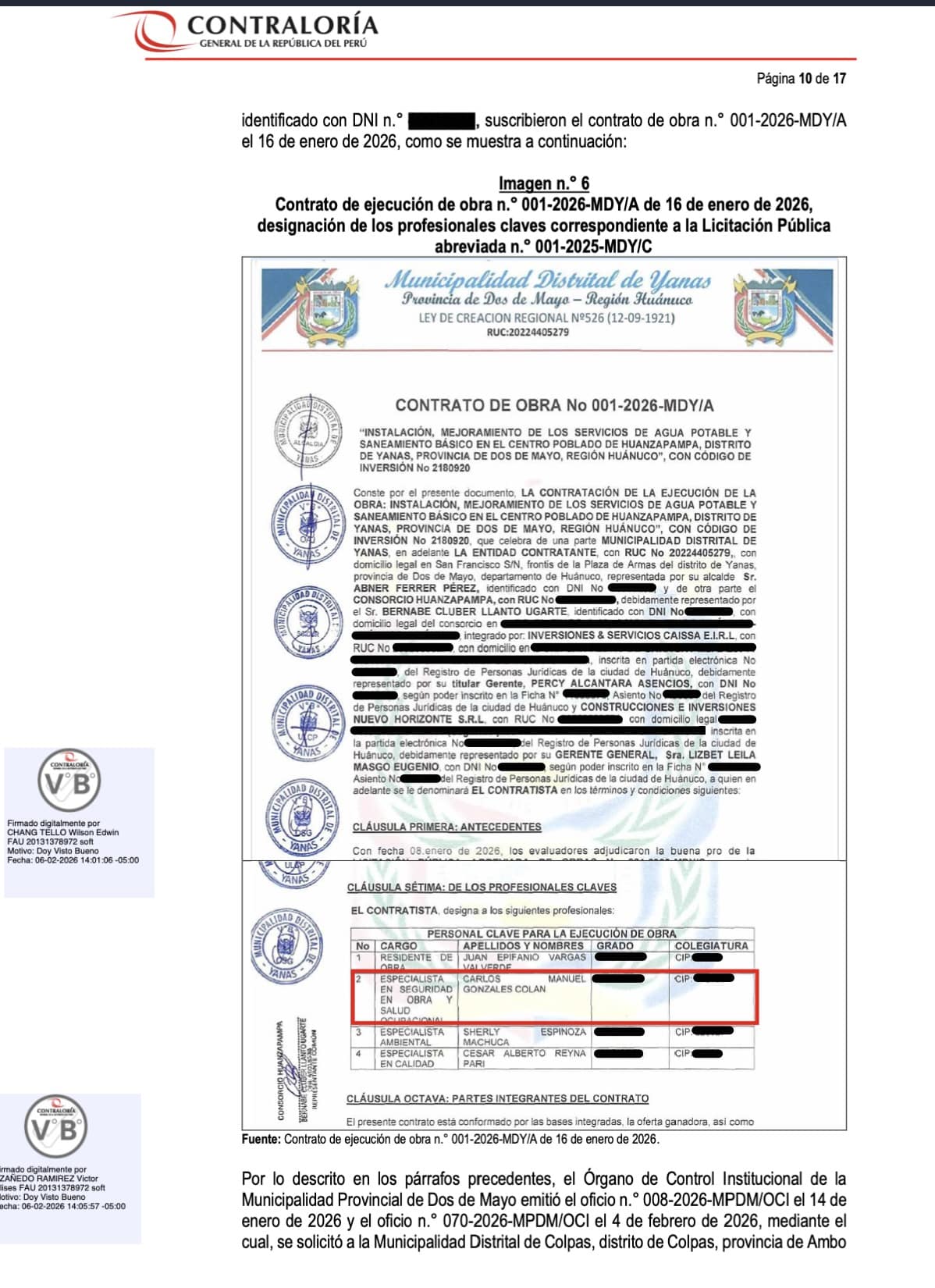 Dos de Mayo: Proyecto de S/ 7.5 millones en Yanas a punto de caerse por presunta documentación falsa