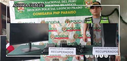 Hallan en maleza equipos de cómputo robados a joven en Huánuco