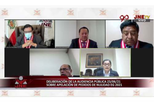JNE revisa en audiencia virtual apelaciones de pedidos de nulidad