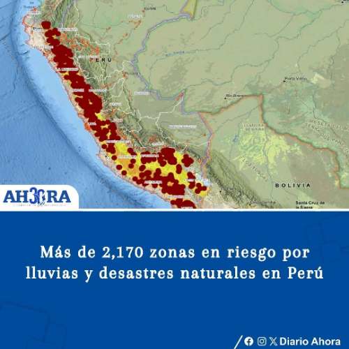 Más de 2,170 zonas en riesgo por lluvias y desastres naturales en Perú